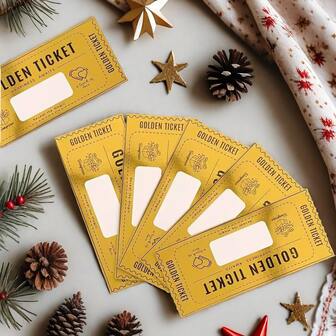 5 Pieces Golden Ticket Scratch-Off Cards With Envelopes, Scratch & Reveal Surprise Ticket For Writing Your Own Special For Birthday, Girlfriends, Wives, Valentine's Day Card