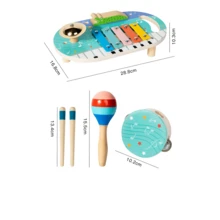 Ensemble de jouets d'instruments de musique en bois pour enfants, xylophone musical en bois, shaker, tambour à main. Convient comme cadeau d'anniversaire ou de Noël pour les garçons et les filles.