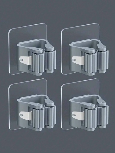 1/2/4/6/8pcs, Gray Mop Holder, Mop Hook, Mop Clip, Wall Mounted Mop And Broom Storage Clip, Mop Hanging Rack, Multifunctional Tools Storage Clip For Bathroom Kitchen Garden, Cleaning Accessories, Household Gadgets No-Drill