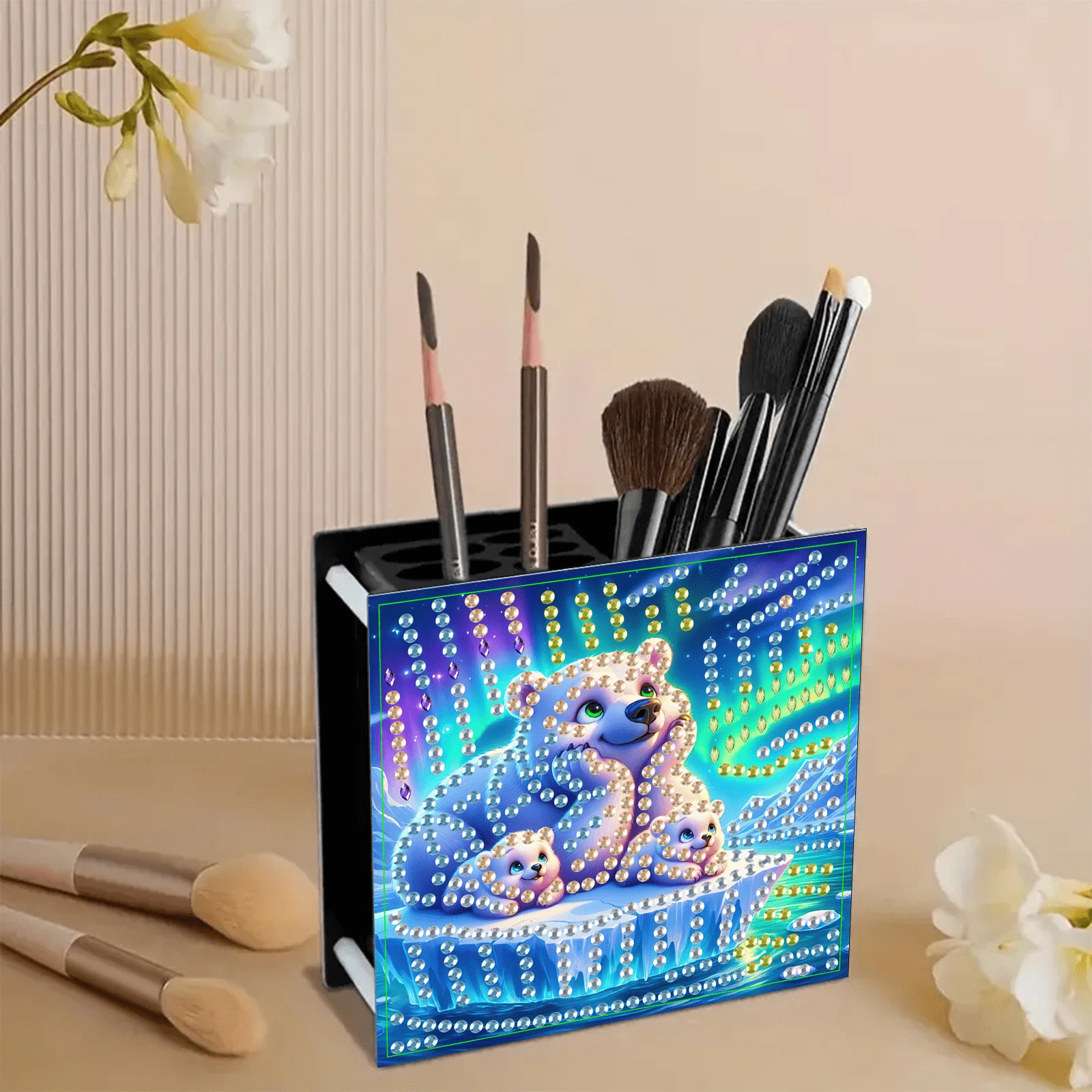 DIY Diamant-Malerei-Set - Spezielle geformte Acryl-Stifthalter, Doppelseitiger Diamanteffekt, handgefertigtes Aufbewahrungsartikel, geeignet für Büro oder Zuhause, Diamant-Kunst-Zubehör