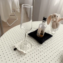 1pc Gauze Polka Dot Tablecloth, Bedside Cabinet Dust Cover, Photography Backdrop, Ins Style, White & Black - Multicolor - View 5