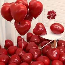 25pcs Red Heart Shaped Balloons, Suitable For Valentine's Day, Anniversary, Wedding, Engagement, Birthday Party And Simple Romantic Decoration Gifts, Shower, Party, Home, Room Decor, Garden Decor, Photography Backdrop, New Year - Multicolor - View 5