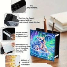 DIY Diamant-Malerei-Set - Spezielle geformte Acryl-Stifthalter, Doppelseitiger Diamanteffekt, handgefertigtes Aufbewahrungsartikel, geeignet für Büro oder Zuhause, Diamant-Kunst-Zubehör