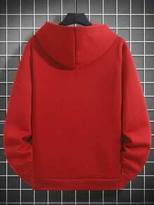 Sudadera con capucha, cordón y bolsillo con estampado gráfico navideño para hombre - Albaricoque - Ver 3