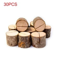 Wooden Table Card Holder Stand Number Place Name Menu Wedding Party Decor - Brown - View 14