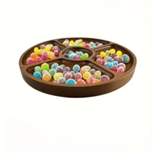 1 pieza Bandeja de servir de madera de palo de rosa, tabla de quesos de moda, bandeja de café, diseño de grano de madera natural resistente y duradero con múltiples compartimentos para aperitivos, frutas, apta para fiestas, decoración del hogar, cocina y comedor, bandeja de servir multifuncional para aperitivos, regalo navideño, bandeja de madera, decoración de la sala de estar, plato para comedor - Marrón - Ver 6