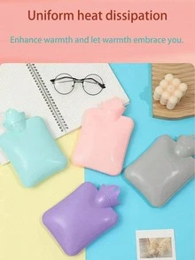 1pc Hot Water Bottle With Faux Fur Cover, Suitable For Girls, Mini Heating Pad, Portable Heating Bag, Washable Hand Warmer (Slight Variations In Lines And Colors May Occur Due To Batch Differences)