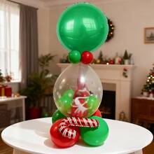 18pcs/Set Christmas Party Decorative Balloons, 18" Red Star/Pentagram Foil Balloons, 18" Clear Latex Balloons (For Welcoming New Year, Greeting Elves), 10" Red And Green Latex Balloons, Suitable For New Year's Eve Decoration In 2026. - Multicolor - View 4