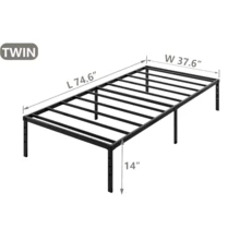 Strong Steel Bed Frame,Heavy Duty Metal Bed Frame With Storage Space, Noise-Free Platform Base,King & Queen Size – 14in 16in 18in Platform Cama With Silent Slats,Room Decor,Furniture,Christmas,Furniture Living Room,Living Room Decor,Room Decoration Stuff - 14英吋 - 查看 10
