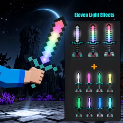 Diamond Sword, LED Light, USB Light, And Fun Game Props Gift For Boys And Girls