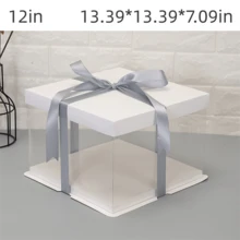 1 szt. Przezroczyste plastikowe pudełko na tort urodzinowy, kwadratowe pudełko do pieczenia o wymiarach 4/6/8/10/12 cali, grubsze i wyższe, odpowiednie na urodziny, wesele, tort imprezowy i do pakowania prezentów