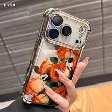 Phone Case, Witch Orange Rose Design, Electroplated And TPU Material, Compatible With Samsung Galaxy Series, Including S22FE, S23, S24, S22PLUS, S23 Ultra, S24 Ultra, And  17, 16, 15, 14, 13 And Other Models - 銀色 - 查看 1