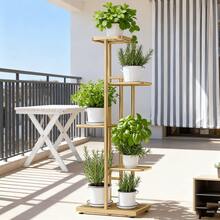 SHENGMAOPlant Stand, 5 Tier 6 Potted Plant Stand, Plant Stand Indoor Metal Planter, Our Indoor Plant Stand Design Blends Seamlessly Into Corners, Turning Unused Space Into A Stylish Display Space, Maximizing The Beauty Of Your Home And Saving You Space, Planter Stand Display Rack For Living Room Balcony Garden Terrace - 金色 - 查看 7
