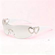 1-Piece Large-Frame Women's Multi-Color Y2K Fashion Sunglasses, Sporty Sunglasses, Fashion Sunglasses With Bohemian Style, Suitable For Parties And Summer Travel, Beach Accessories, Christmas Gifts. - 白色腳銀色 - 查看 2