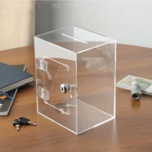 Lockable Acrylic Piggy Bank, Desktop Decoration, Christmas Or Halloween Gift, Comes With Two Keys - Clear - View 9