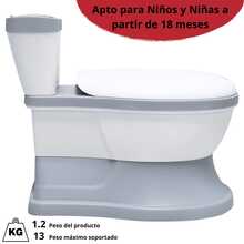 Joykoo Baño entrenador para niños con sonido de descarga, asiento acolchado antisalpicaduras, diseño realista antideslizante, sanitario infantil fácil de limpiar, accesorio educativo para baño, ayuda en el aprendizaje de higiene - Gris - Ver 6