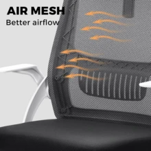 Oikiture Computer Desk Chair With Mid-Back And Lumbar Support Home Office Chair Armrest Swivel Chair For Home And Office Use Grey - B3-MESH BACK-白色和黑色 - 查看 6