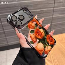 Phone Case, Witch Orange Rose Design, Electroplated And TPU Material, Compatible With Samsung Galaxy Series, Including S22FE, S23, S24, S22PLUS, S23 Ultra, S24 Ultra, And  17, 16, 15, 14, 13 And Other Models - 銀色 - 查看 6