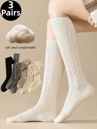 1 par/2 par/3 par knästrumpor för kvinnor, flerfärgade ullblandade moderiktiga mångsidiga benvärmare för vardagsbruk, Y2k-strumpor, knästrumpor