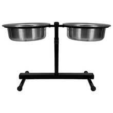 Small Polished Adjustable Double Dog Feeder 600ml - Gris - Ver 1