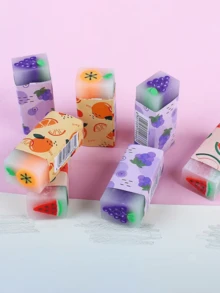 Borrachas de desenho animado de frutas 3/6/10 peças - PVC, material escolar divertido para desenho e esboços infantis multicoloridos, adequado para alunos do ensino fundamental, desenho