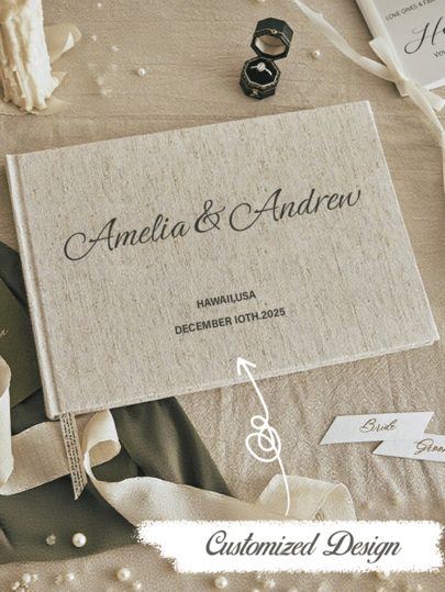 Custom Wedding Guest Book, Linen Photo Album, Engagement And Anniversary Scrapbook, Wedding Keepsake, Wedding Reception Book, Guest Signing Book, Wedding Album, Anniversary Gift, Multi-Functional, Durable, Ornamental, Reusable, Exquisite, Stylish, High-Quality, Colorful, Modern, Custom, Personalized, Unique, Ideal Gifts For Him, Ideal Gifts For Her, Boyfriend, Friends, Tea Room, Home, Garden, Office, For Anniversaries, For Valentine's Day, For Mother's Day, For Birthdays, For Father's Day, For Graduation, For Weddings, For Housewarming, Customized Home Decor Supplies