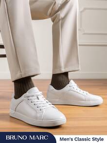 Men's Fashion Sneakers Casual Dress Skate Shoes Lace Up Oxfords Street Style Daily Wear Comfort Versatile For Daily, Outdoor, Commute, Comfortable Couple Shoes - White - View 3