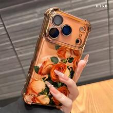 Phone Case, Witch Orange Rose Design, Electroplated And TPU Material, Compatible With Samsung Galaxy Series, Including S22FE, S23, S24, S22PLUS, S23 Ultra, S24 Ultra, And  17, 16, 15, 14, 13 And Other Models - 銀色 - 查看 3