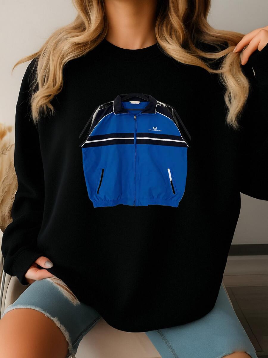 Vintage Sergio Tacchini Jacket Full Zip Sportswear  Logo Blue  Sweatshirt - 黑色 - 查看 1