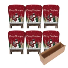 2/4/6 Stücke Schneemann bedruckte Leinen Stuhlhussen, Weihnachtsdekoration für Zuhause, geeignet für Alltag, Wohnzimmer, Esszimmer, Garten, Hotel, Party, waschbarer Polyester Sitzkissenbezug - Verschiedenfarbig - Übersicht 15