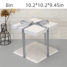 1 szt. Przezroczyste plastikowe pudełko na tort urodzinowy, kwadratowe pudełko do pieczenia o wymiarach 4/6/8/10/12 cali, grubsze i wyższe, odpowiednie na urodziny, wesele, tort imprezowy i do pakowania prezentów
