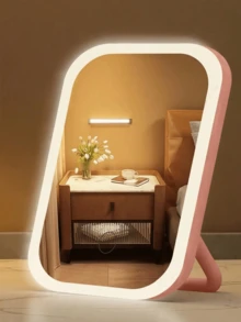 EOLOVA Espejo de maquillaje recargable con LED, 3 modos de iluminación, control táctil, brillo ajustable, espejo de tocador iluminado portátil, espejo de maquillaje de viaje con luces - Multicolor - Ver 10