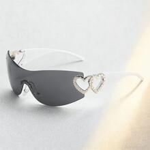 1-Piece Large-Frame Women's Multi-Color Y2K Fashion Sunglasses, Sporty Sunglasses, Fashion Sunglasses With Bohemian Style, Suitable For Parties And Summer Travel, Beach Accessories, Christmas Gifts. - 淺灰色 - 查看 1