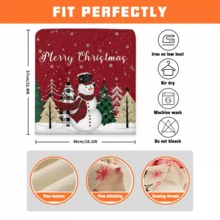 2/4/6 Stücke Schneemann bedruckte Leinen Stuhlhussen, Weihnachtsdekoration für Zuhause, geeignet für Alltag, Wohnzimmer, Esszimmer, Garten, Hotel, Party, waschbarer Polyester Sitzkissenbezug - Verschiedenfarbig - Übersicht 10