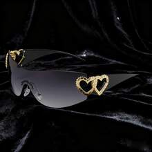 1-Piece Large-Frame Women's Multi-Color Y2K Fashion Sunglasses, Sporty Sunglasses, Fashion Sunglasses With Bohemian Style, Suitable For Parties And Summer Travel, Beach Accessories, Christmas Gifts. - 黑腳灰色 - 查看 1