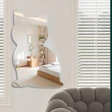 1pc Cat Shaped Self-Adhesive Wall Mirror - No Drilling Required For Bathroom Decoration, High-Definition Plastic Asymmetrical Frameless Design Suitable For Modern Home And Bathroom Wall Art, Cat Themed Decoration, Fun Room Decoration, Easy Installation