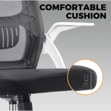 Oikiture Computer Desk Chair With Mid-Back And Lumbar Support Home Office Chair Armrest Swivel Chair For Home And Office Use Grey - B3-MESH BACK-白色和黑色 - 查看 3