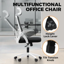 Oikiture Computer Desk Chair With Mid-Back And Lumbar Support Home Office Chair Armrest Swivel Chair For Home And Office Use Grey - B3-MESH BACK-白色和黑色 - 查看 7