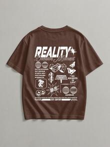 Men's Basic Street Style Reality T-Shirt - 鏽棕色 - 查看 8