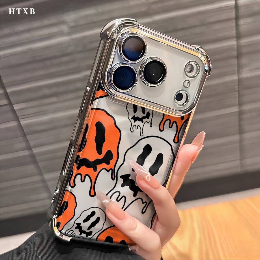 Phone Case, Witch Orange Goblin Design, Electroplated And TPU Material, Compatible With Samsung Galaxy Series, Including S22FE, S23, S24, S22PLUS, S23 Ultra, S24 Ultra, And  17, 16, 15, 14, 13 And Other Models - 銀色 - 查看 1