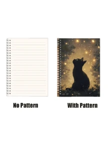 Black Cat Spiral Notebook - Magical Moonlight Floral Pattern Diary, Women's Spiral Bound Writing Journal, Suitable For Witchcraft Enthusiasts And Cat Lovers - Mysterious Night Sky Design, Gift For Writers, Artists Or Special Occasions, Daily Use, Witching Hour Style, Spiral Bound, Back To School Essential - Multicolor - View 2