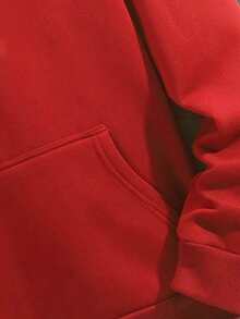 Sudadera con capucha, cordón y bolsillo con estampado gráfico navideño para hombre - Albaricoque - Ver 5