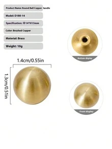 1個金色把手抽屜拉手，黃銅單孔小金豆圓球形櫥櫃門把手，金屬球形抽屜拉手，家具五金配件，現代簡約風，適用於居家、廚房櫥櫃、抽屜、珠寶盒、炭爐、茶爐、電視櫃、鞋櫃和梳妝台，家居裝飾 - 黃色 - 查看 14