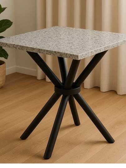 Pé Base De Mesa Aço Quadrada Redonda 4 Granito Reforçada Preto