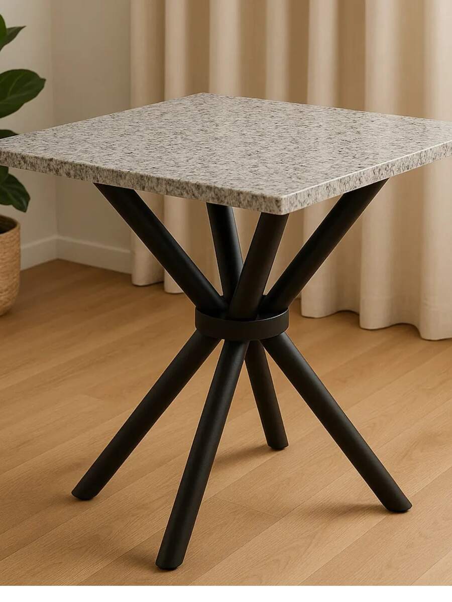 Table Base Foot Steel Square Round 4 Granite Reinforced Black - Black - View 1