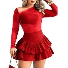 Shorts Skirt Women's Ruffles Layers Short Skirt Stylish Skirt For Clubbing/Festival 2025 - 紅色 - 查看 2