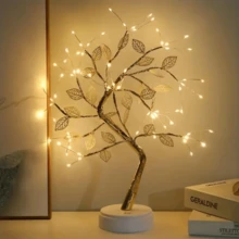 Creative Copper Wire Tree LED Table Lamp/Night Light Battery/USB Operated Bedroom/Home Decorative - Gold - View 1
