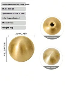 1個金色把手抽屜拉手，黃銅單孔小金豆圓球形櫥櫃門把手，金屬球形抽屜拉手，家具五金配件，現代簡約風，適用於居家、廚房櫥櫃、抽屜、珠寶盒、炭爐、茶爐、電視櫃、鞋櫃和梳妝台，家居裝飾 - 黃色 - 查看 12