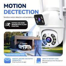 closeli 1PC Dual-Lens Wireless  Camera - 2.4GHz, IPX5, AI Motion Tracking, Color Night Vision, Two-Way Audio, Motion Alarm, Rotation/Tilt, Video Surveillance, CCTV Monitor, Supports SD Card/Cloud Storage (Cloud Storage Requires Payment), Camera Security For Home & Business - 彩色 - 查看 9