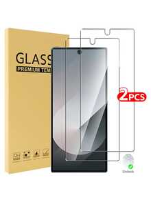 2片/套屏幕保护膜，兼容三星Galaxy S21、S21+、S22、S22+、S23、S23+、S24、S24 Ultra、S24+、S24FE、S25、S25 Plus、S25 Ultra，9H硬度，防刮花，防气泡，钢化玻璃材质，防水，防震，防摔，防指纹，全屏覆盖 - 無色 - 查看 9